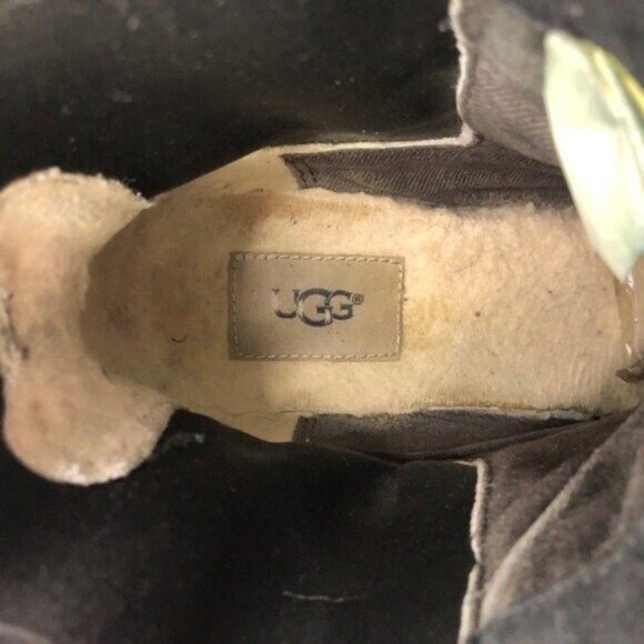 UGG Indra Black Leather Wedge Ankle Booties 9 - Picture 8 of 12